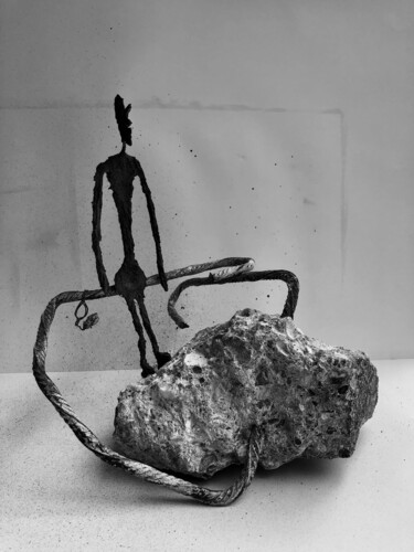 Sculpture intitulée "Relaxing" par Ulrich Ernst Nievergelt, Œuvre d'art originale, Fil de fer