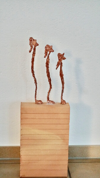 Sculpture titled "Three women on a br…" by Ulrich Ernst Nievergelt, Original Artwork, Metals