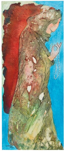 Pittura intitolato "The amber necklace" da Ulrich Perret, Opera d'arte originale, pigmenti
