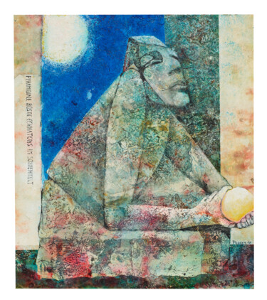 Painting titled "Statue of Pharaoh A…" by Ulrich Perret, Original Artwork, Acrylic