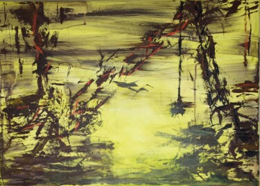 Painting titled "Cranes" by Ulrich Thomas, Original Artwork, Acrylic