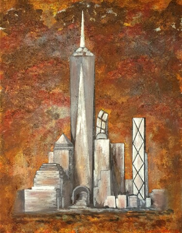 Ζωγραφική με τίτλο "New York skyline,…" από Ulrich Wandelt, Αυθεντικά έργα τέχνης, Λάδι