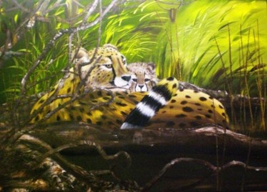 Painting titled "Gepard in Rest" by Ulrike Holbinger, Original Artwork, Oil