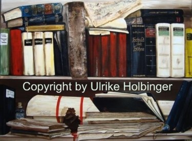 Painting titled "Omis Bücherregal" by Ulrike Holbinger, Original Artwork