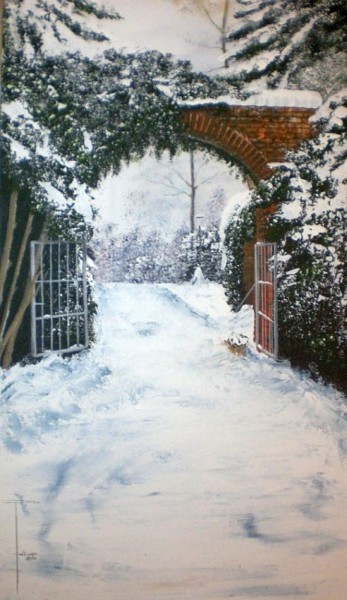 Painting titled "Christmas is quiet" by Ulrike Holbinger, Original Artwork, Oil