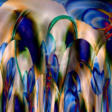 数字艺术 标题为“Blaue Blütenblätter…” 由Ulrike Kröll, 原创艺术品, 数字油画