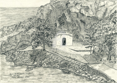 Zeichnungen mit dem Titel "Agios-Pavlos-Bucht" von Ulrike Kröll, Original-Kunstwerk, Bleistift