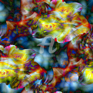Digitale Kunst mit dem Titel "Rosenarrangement" von Ulrike Kröll, Original-Kunstwerk, Digitale Malerei