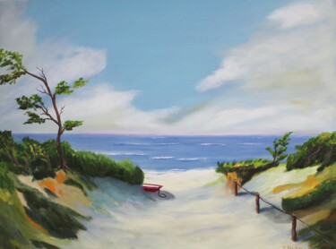 Painting titled "Ostsee Impression" by Ulrike Neuhaus, Original Artwork, Oil Mounted on Wood Stretcher frame