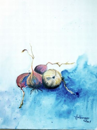 Malerei mit dem Titel "Zwiebeli" von Ulrike Pusch, Original-Kunstwerk, Öl