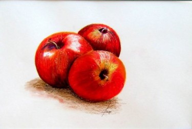 Malerei mit dem Titel "Äpfel aus Verona" von Ulrike Pusch, Original-Kunstwerk, Öl