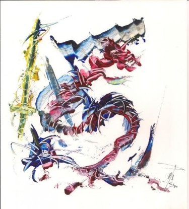 Malerei mit dem Titel "Dragonheard" von Ulrike Pusch, Original-Kunstwerk, Öl