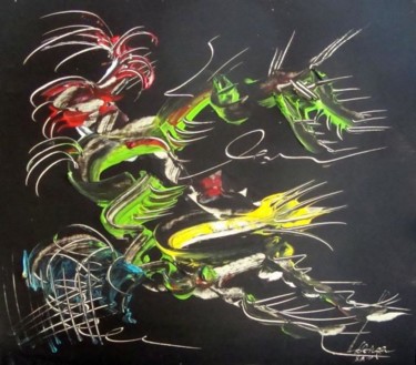 Malerei mit dem Titel "Huang Ti" von Ulrike Pusch, Original-Kunstwerk, Öl