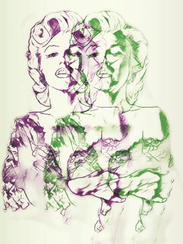 Marilyn Monroe double soul Arte digitale intitolato "Marilyn Monroe doub…" da Ivan Venerucci, Opera d'arte originale, Pittura digitale