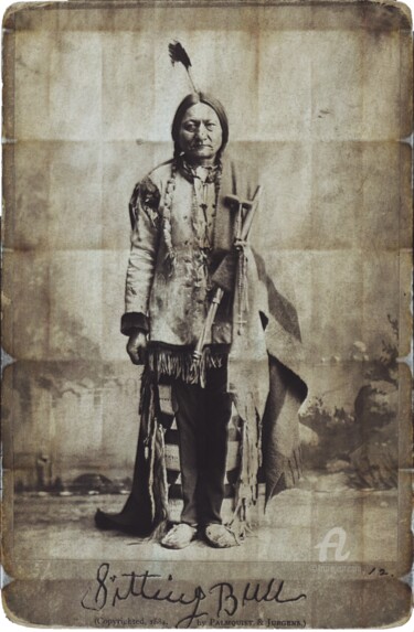 Arts numériques intitulée "Sitting Bull eterna…" par Ivan Venerucci, Œuvre d'art originale, Travail numérique 2D