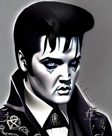 Grafika cyfrowa / sztuka generowana cyfrowo zatytułowany „Elvis Presley Gothic” autorstwa Ivan Venerucci, Oryginalna praca,…