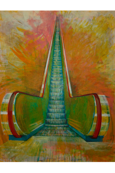 Painting titled "Escalator" by Uluc Ali Kilic, Original Artwork, Acrylic