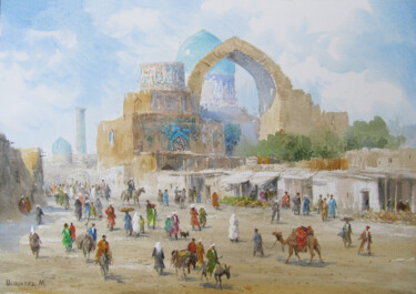 Painting titled "Samarkand" by Ulugbek Mukhamedov, Original Artwork, Watercolor