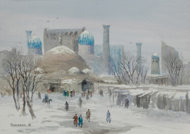 Картина под названием "View of the winter…" - Ulugbek Mukhamedov, Подлинное произведение искусства, Масло