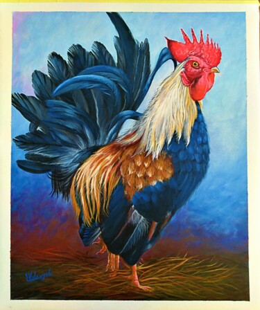 Pintura intitulada "Gallo" por Ulyana Holevych, Obras de arte originais, Acrílico