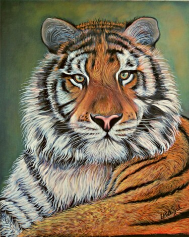 Pittura intitolato "Tigre" da Ulyana Holevych, Opera d'arte originale, Olio