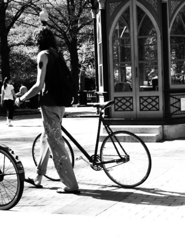Photography titled "man walking bike" by Ulysses Mcghee, Original Artwork