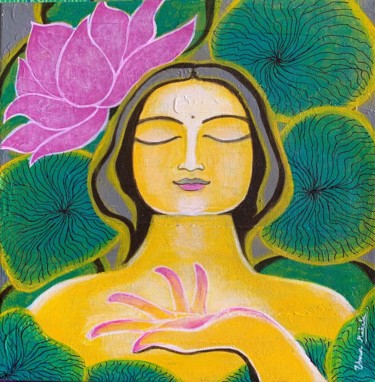 Malarstwo zatytułowany „Alapadma (bloomed l…” autorstwa Uma Makala, Oryginalna praca, Akryl