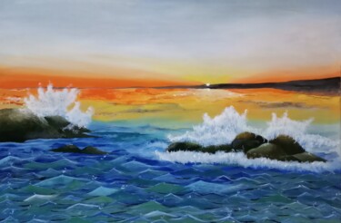 Painting titled "Seascape" by Umar Arfin, Original Artwork, Acrylic