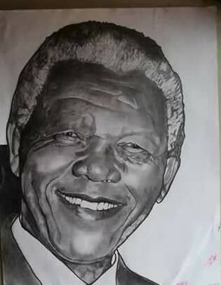 Painting titled "NELSON MANDELA ART" by Umar, Original Artwork, Pastel