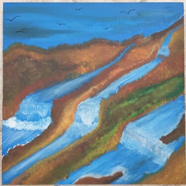 Painting titled "Essere acqua" by Umberto Broccolo, Original Artwork, Acrylic Mounted on Wood Stretcher frame