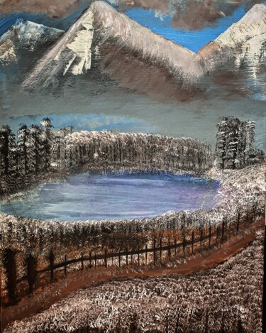 제목이 "Inverno"인 미술작품 Umberto Broccolo로, 원작, 아크릴 나무 들것 프레임에 장착됨