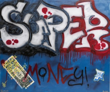Pintura intitulada "Super Money" por Umberto Zive, Obras de arte originais, Tinta spray