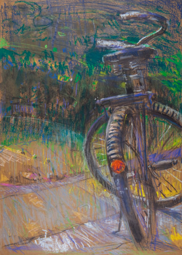 Painting titled "Old Bike | Stary ro…" by Edward Umiński, Original Artwork, Pastel