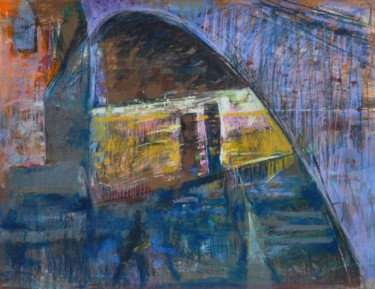 Schilderij getiteld "Most nad Tamizą | B…" door Edward Umiński, Origineel Kunstwerk, Pastel