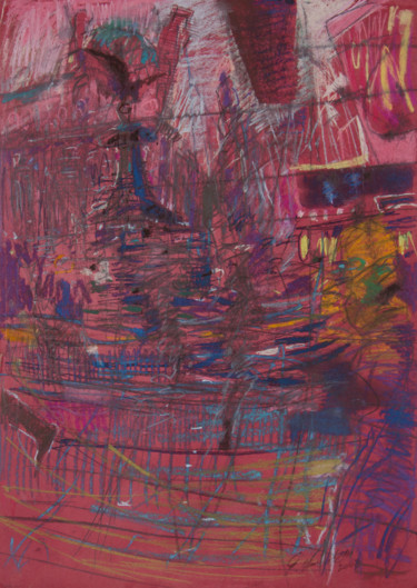 Malerei mit dem Titel "Trafalgar square" von Edward Umiński, Original-Kunstwerk, Pastell