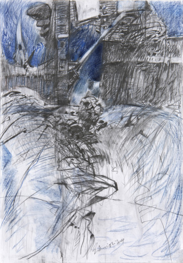 Рисунок под названием "Wzlecieć | To Fly Up" - Edward Umiński, Подлинное произведение искусства, Древесный уголь