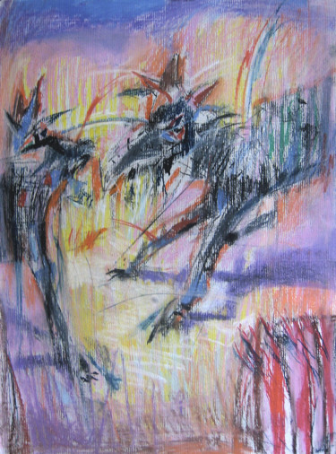 Painting titled "Agresja | Aggression" by Edward Umiński, Original Artwork, Pastel