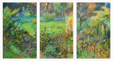 Malarstwo zatytułowany „Ogród Ewy - tryptyk…” autorstwa Edward Umiński, Oryginalna praca, Pastel
