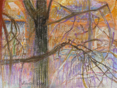 Pintura titulada "Drzewa w oranżach V…" por Edward Umiński, Obra de arte original, Pastel