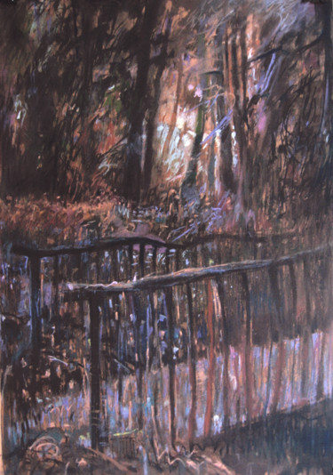 Peinture intitulée "Kładka | Footbridge" par Edward Umiński, Œuvre d'art originale, Pastel