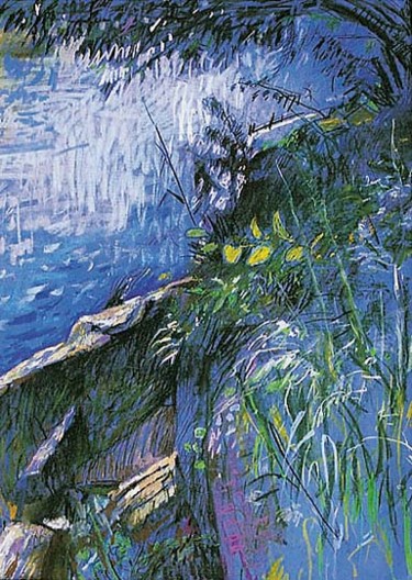Malarstwo zatytułowany „Stromy brzeg | Stee…” autorstwa Edward Umiński, Oryginalna praca, Pastel