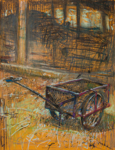 Pittura intitolato "Rydwan w ogrodzie |…" da Edward Umiński, Opera d'arte originale, Pastello