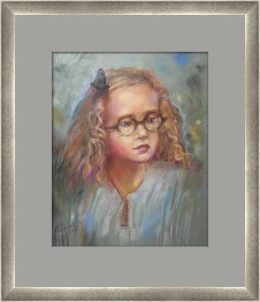 Malarstwo zatytułowany „Portret małej szwaj…” autorstwa Edward Umiński, Oryginalna praca, Pastel