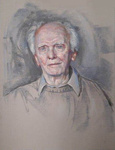Schilderij getiteld "Portret nestora" door Edward Umiński, Origineel Kunstwerk, Pastel
