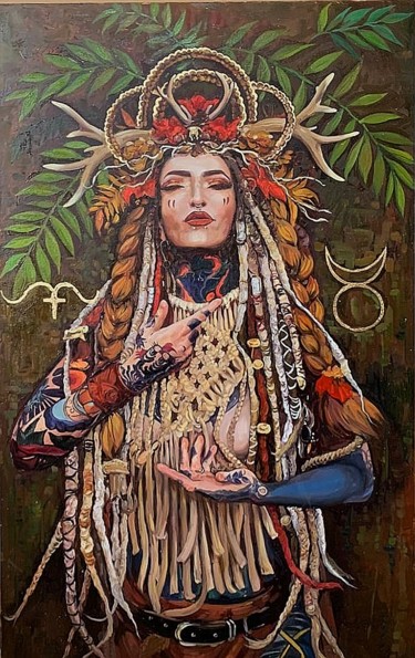 Peinture intitulée "Богиня природы" par Iana Zavorzaeva, Œuvre d'art originale, Huile