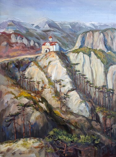 Картина под названием "Peaks of Caucasus" - Яна Заворзаева, Подлинное произведение искусства, Масло