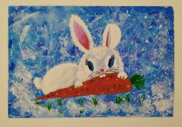 Peinture intitulée "Cute bunny" par Milla, Œuvre d'art originale, Acrylique