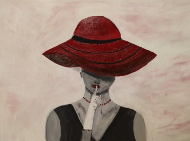 Pintura titulada "Lady in red hat" por Milla, Obra de arte original, Acrílico