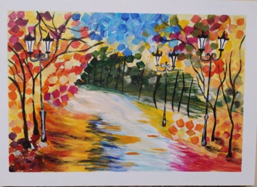 Peinture intitulée "Bright autumn" par Milla, Œuvre d'art originale, Acrylique