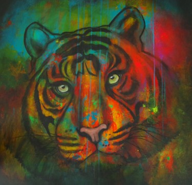 Painting titled "Tigre" by Umo Masada, Original Artwork, Acrylic